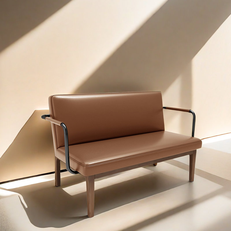 Banc rembourré en similicuir, Brun