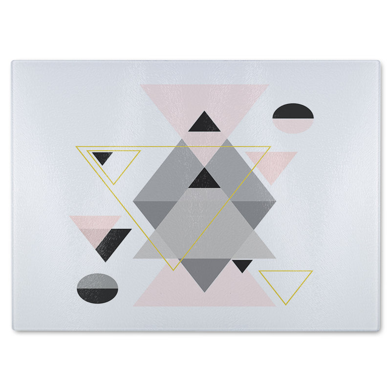 Geometric Triangles Glass Chopping Board, 28cm L x 20cm W