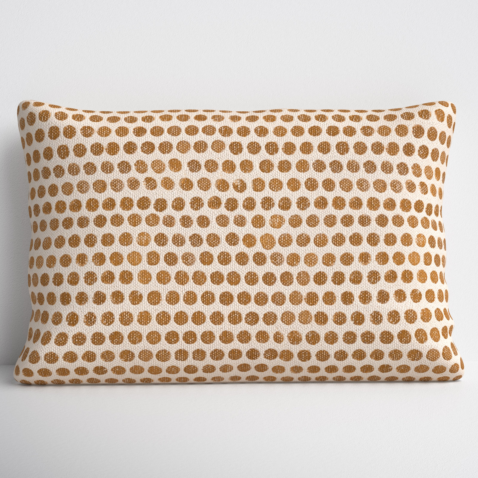 Zetta Polka Dots Cotton Throw Pillow, Light Beige/Tan, Polyester/Polyfill