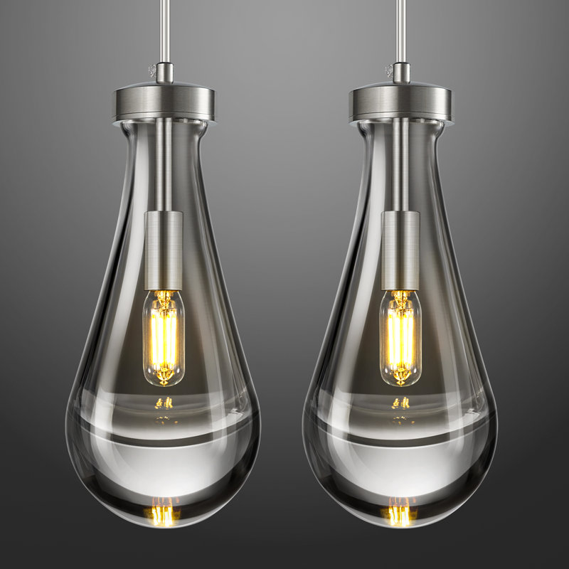 Luminaires suspendus en goutte d'eau Eduardo, Nickel