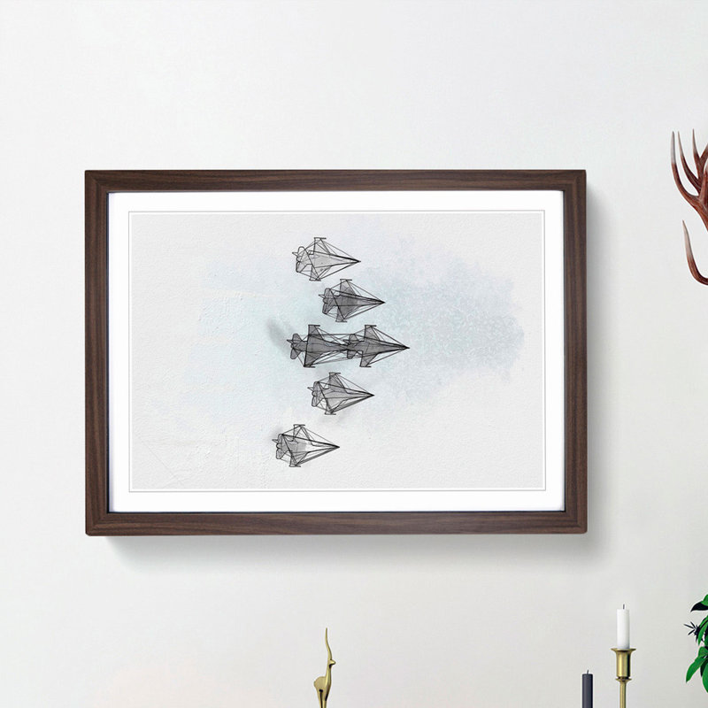 U.S. Air Force Thunderbird Jets in Abstract - Picture Frame Graphic Art Print, 27cm H x 36cm W x 2cm D, Walnut Framed