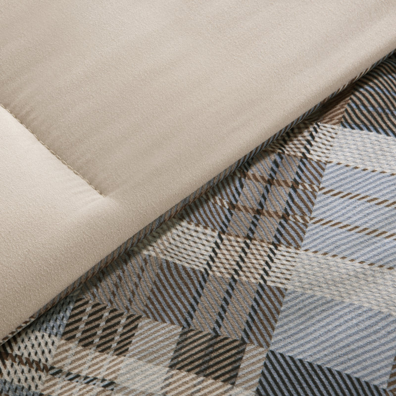 Rustic Brown and Blue Plaid Down Alternative Comforter Set