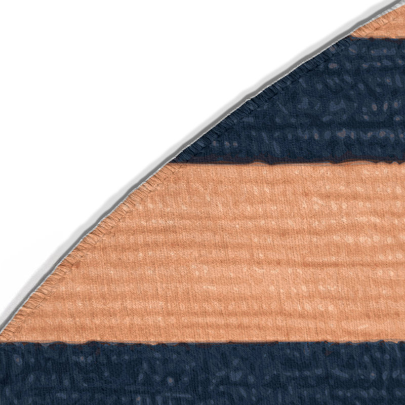 HorizontalStripes Gray Indoor and Outdoor Area Rug, Round 5'