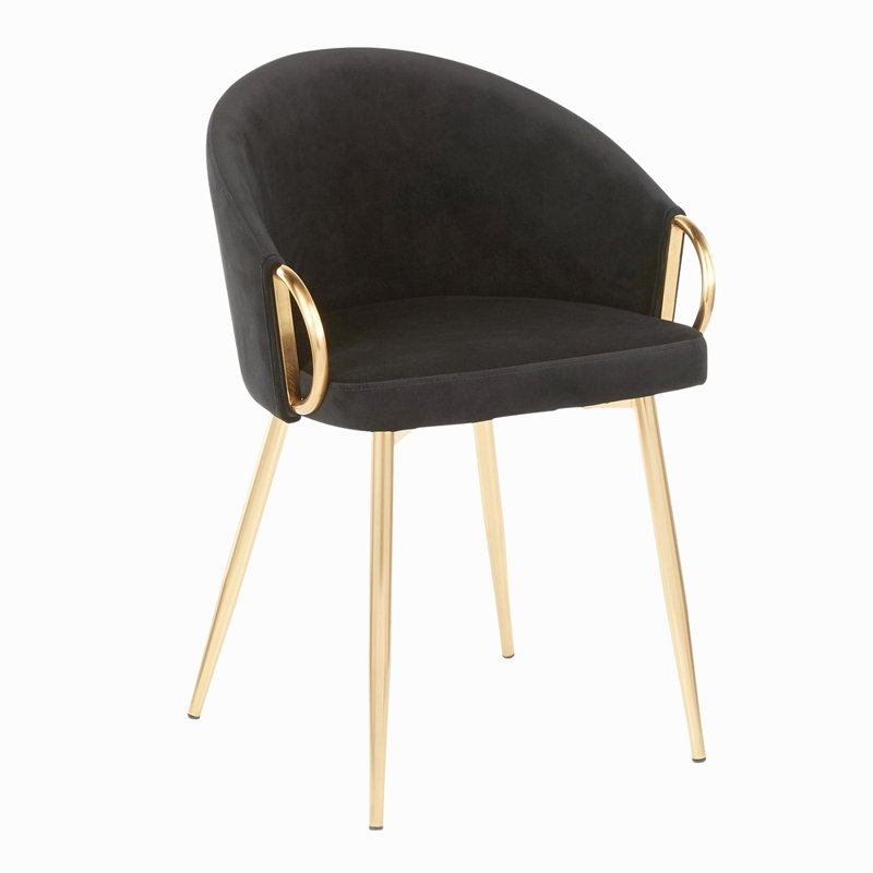 Chaise en métal et similicuir, Or, Noir