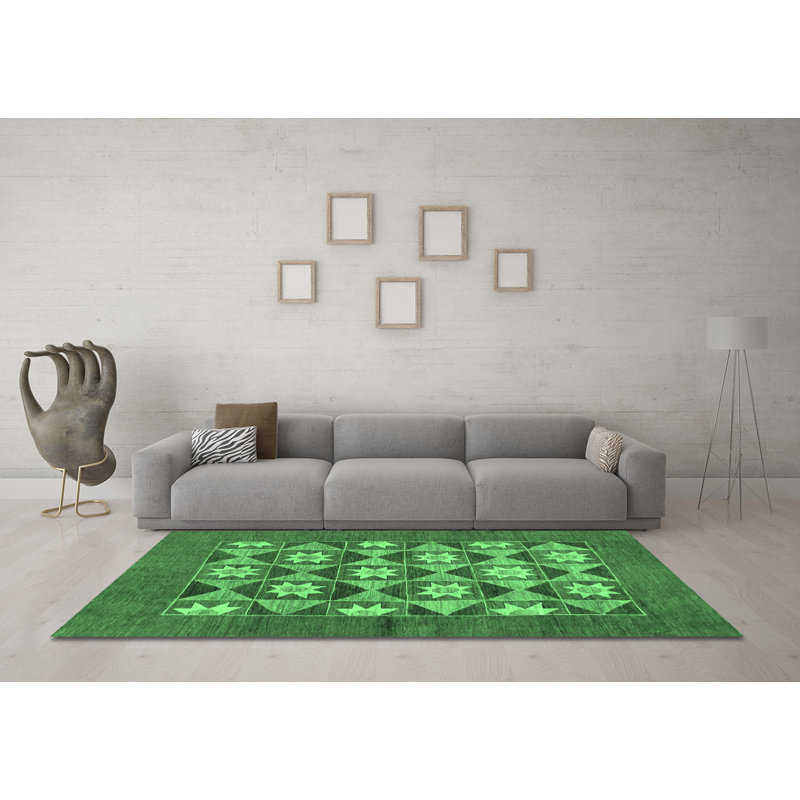 Lemaj Washable Geometric Indoor Rug, Round 5'