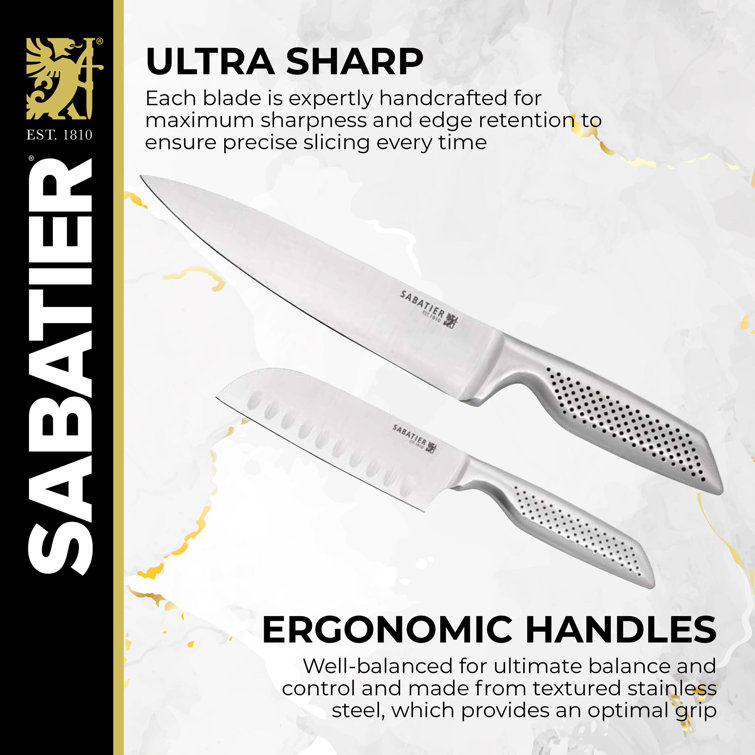 Sabatier 15-Piece Stainless Steel Hollow Handle Knife Block Set