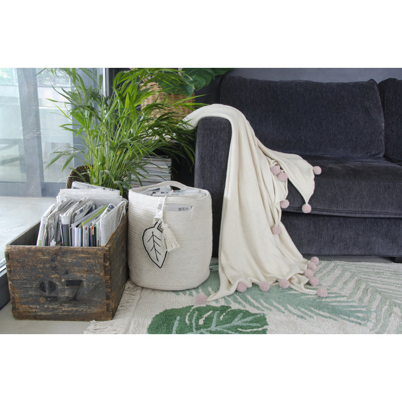 Plants Fabric Decorative Basket, Natural