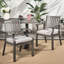 Chaises de salle à manger d'extérieur modernes en aluminium avec coussins gris foncé et argentés, léger, 25,44 de large, assemblage inclus, structure stable, rouille, conception élégante, cadre, requis,