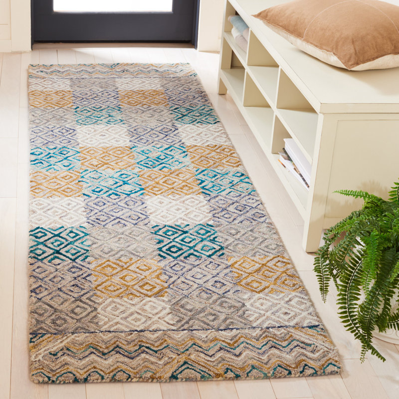 Deyoung Hand Tufted Wool Geometric Rug, Runner 2'3" x 7'