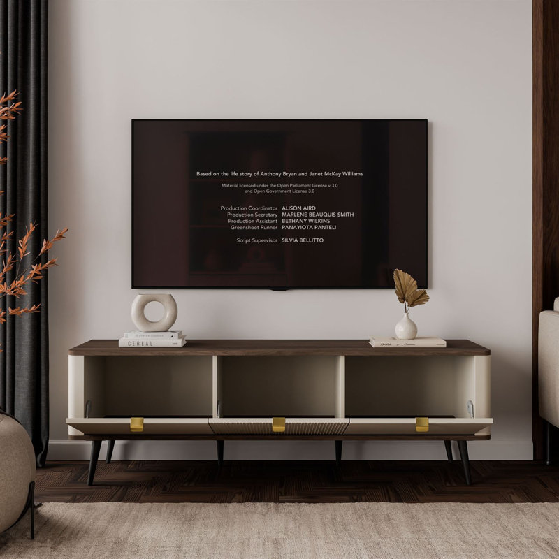 TV Stand for TVs up to 50", cashmere / walnut