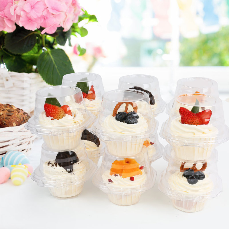 100 Pcs Individual Cupcake Containers, Plastic Clear Cupcake Holder With Lid, Cupcake Boxes