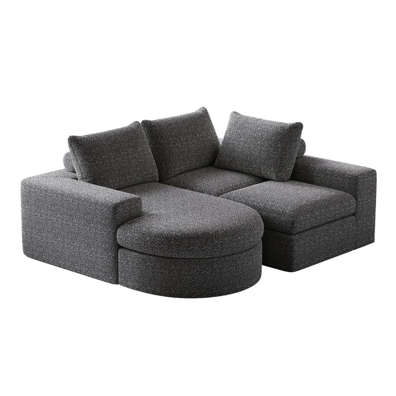Chenille Cloud Curved Sectional Sofa, Gray Chenille