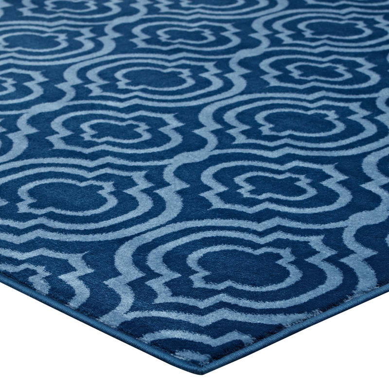 Moroccan Blue and Light Blue Trellis 8' x 10' Synthetic Area Rug