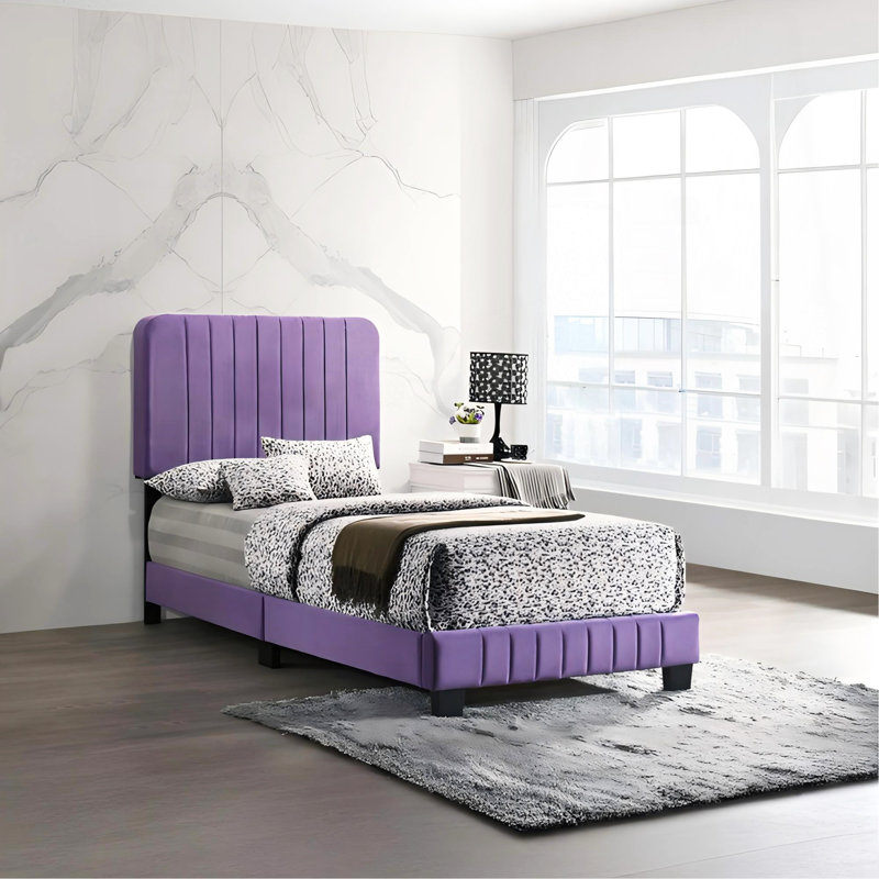 Lit simple contemporain en mauve éclatant, Lit simple