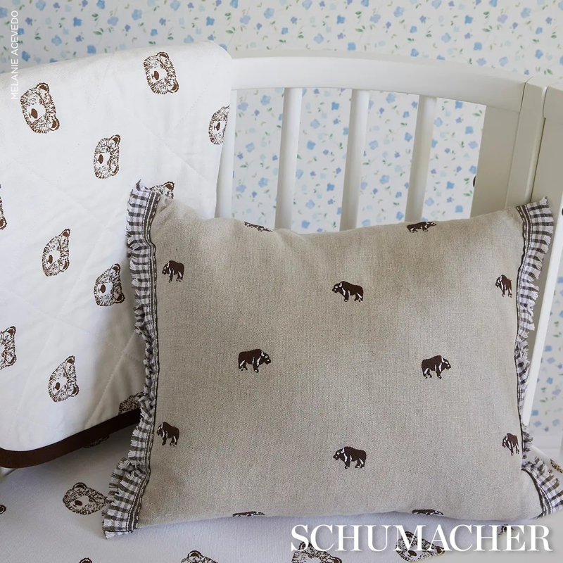 Schumacher x Marie-Chantal Buffalo Embroidery Pillow, 12" H x 16" W