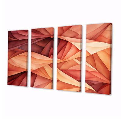 «Vintage Magenta Mountains», art mural abstrait, toile 4 pièces