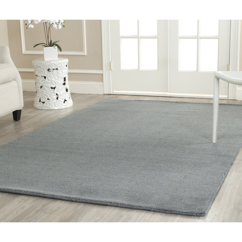 Southbury Hand Loomed Wool/Cotton Solid Color Rug in Blue Ombre, Rectangle 6' x 9'