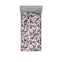 Rose pâle / motif floral bleu ardoise