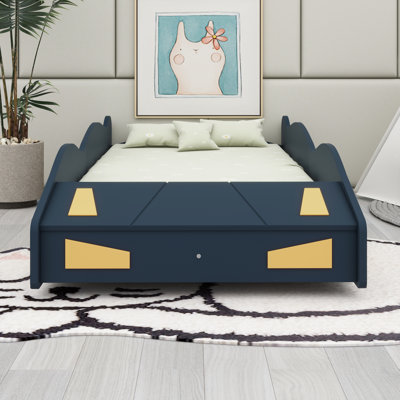 Solid Wood Race Car Platformed Bed With Safety Guardrails, Storage Space And Wheels by Ivy Bronx