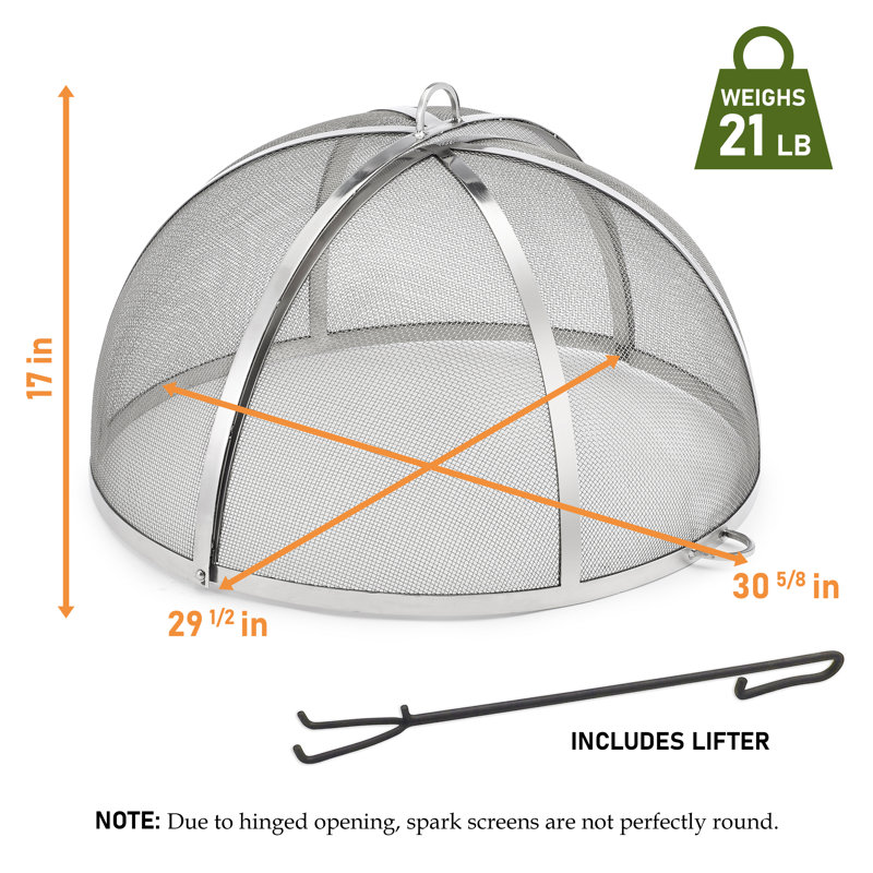 Pare-étincelles en acier inoxydable pour foyer, 17" H x 29,5' ' L x 29,5" D