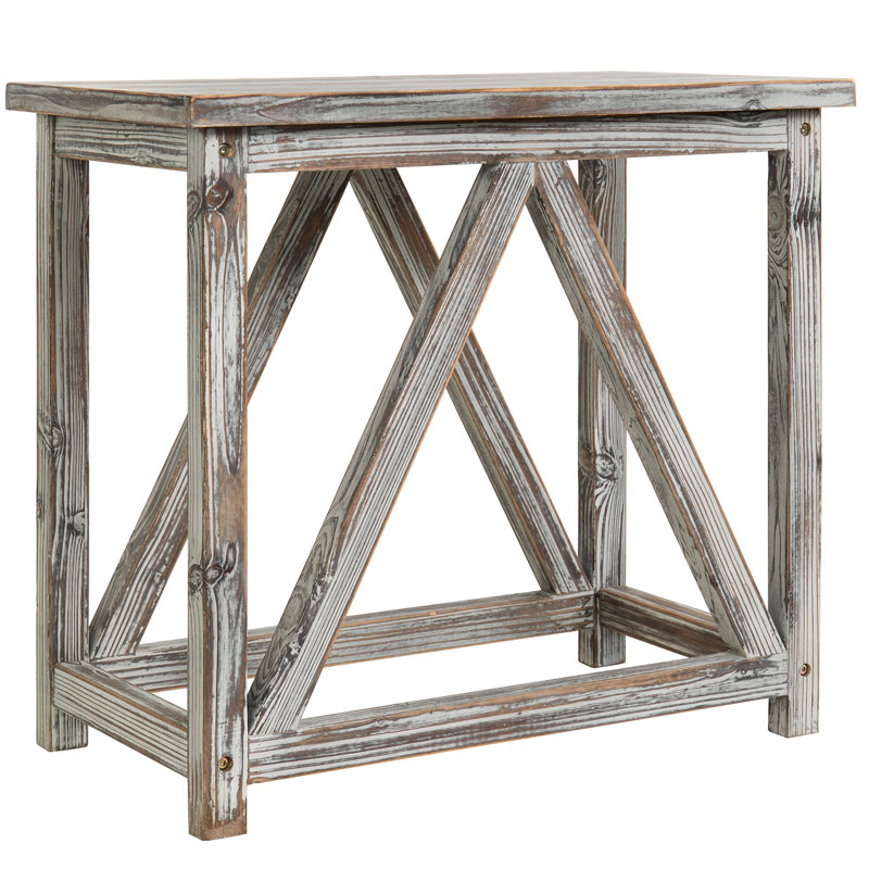 Torched Solid Wood Side Table