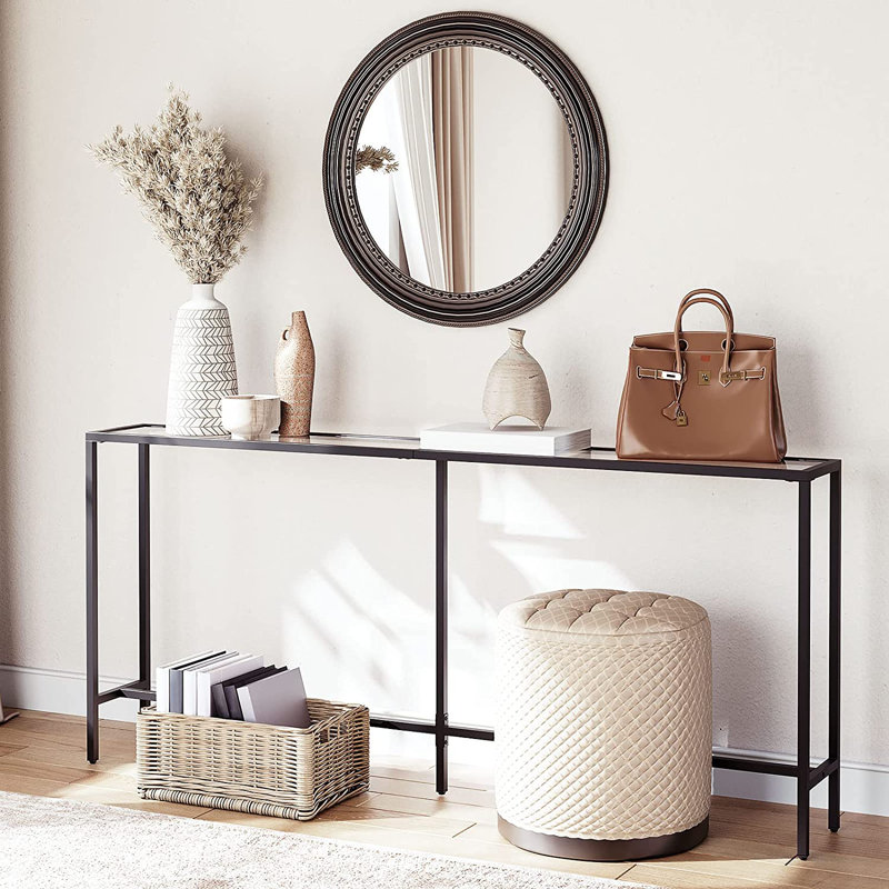 70.9'' Mirrored Glass Top Console Table