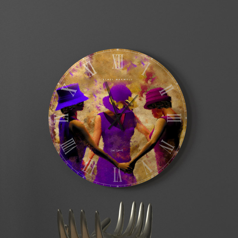 Très nom 4 horloge murale en métal africain américain Gathered, Petit