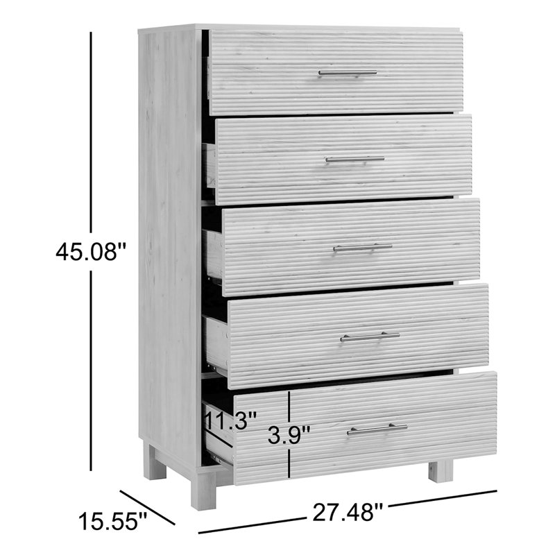 Zaneta 5-Drawer Manufactured Wood Storage Chest , Neutral