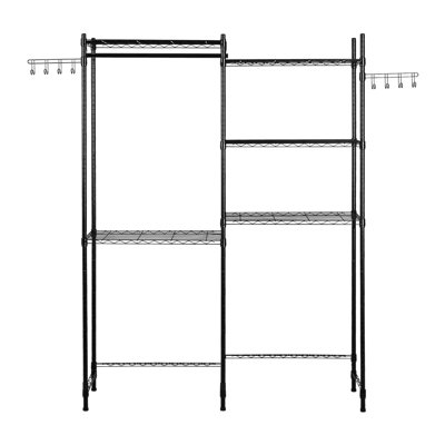 Tablette de salle de lavage noire à 5 niveaux au-dessus de la laveuse et de la sécheuse, avec crochets à tringle, pieds réglables, séchoir à linge de haute qualité, noir, hauteurs,