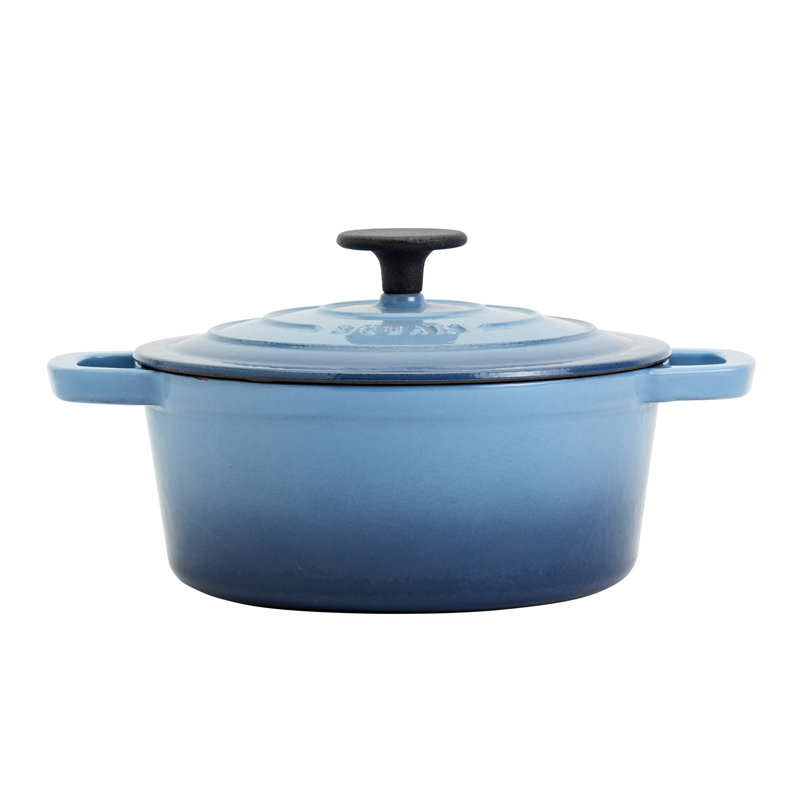 Smith & Clark - cocotte ronde en fonte émaillée, Bleu denim / bleu, 3 pintes