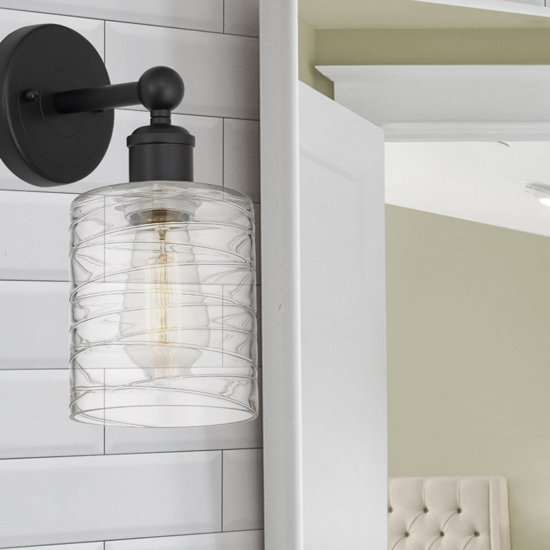 Chilchinbito Armed Sconce, Matte Black, Deco Swirl
