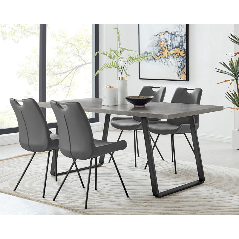 5 Piece Rectangular Dining Set, Gray