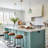 1-Light Blue Glass Iron Dimmable Pendant Lamp