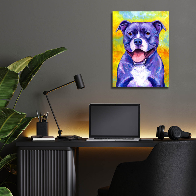 «Peppy Mauve Pitbull» par Rebecca Wang Art, H 16 po x l 12 po x P 0,13 po