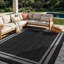 Tapis intérieur / extérieur tissé à plat en jute noir / ivoire Border-1331785612-1331785617