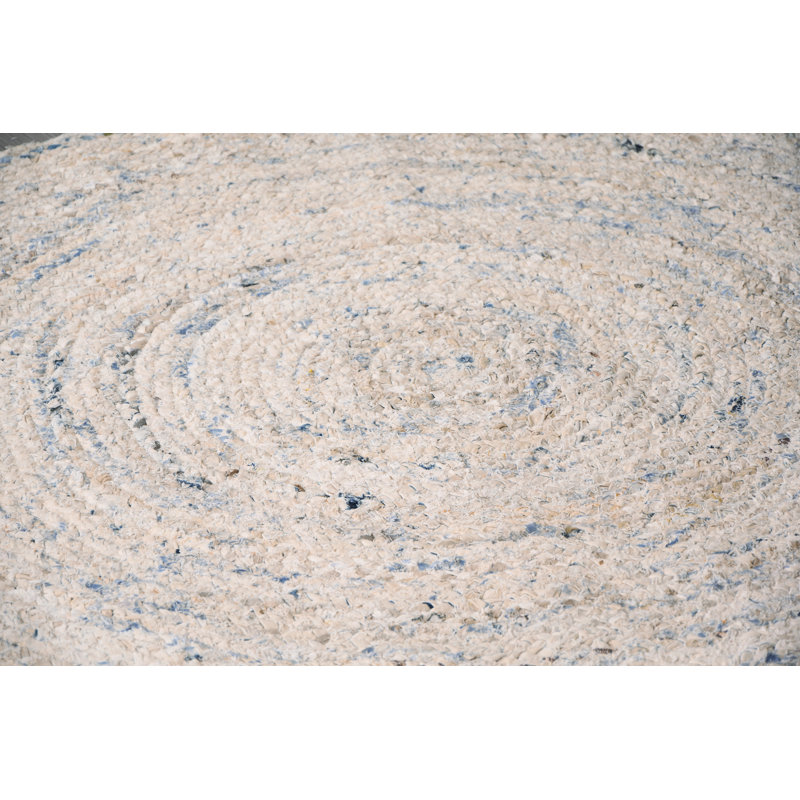 Tapis blanc en coton tressé fait main rond Fajardo