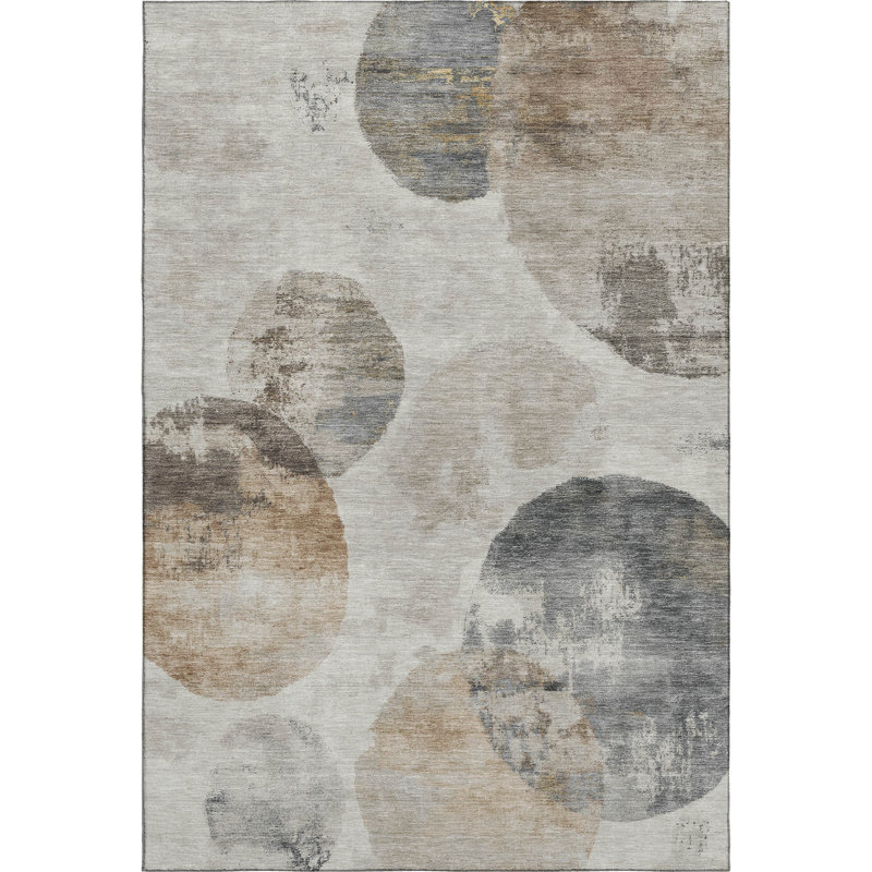 Tapis abstrait lavable à la machine de qualité supérieure Mayfield AMF2346, 8 pi x 10 pi, Taupe