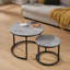 Table gigogne ronde de 24 po, table basse d'appoint, finition en bois de faux béton gris, peu encombrante, style industriel moderne-609217126-609217049