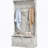 3-In-1 Entryway Hall Tree with Storage Bench, Coat Rack with Five Hooks and Shoe Storage, Distressed White