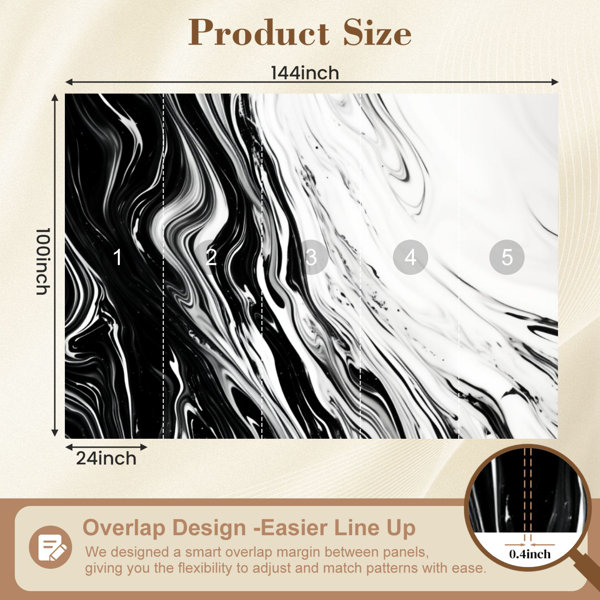 Red Barrel Studio Peel and Stick Wallpaper Black White Abstract Fluid ...