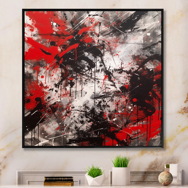 Capobianco abstrait grafiti, H 24 po x l 24 po x P 1 po, Cadre flottant noir