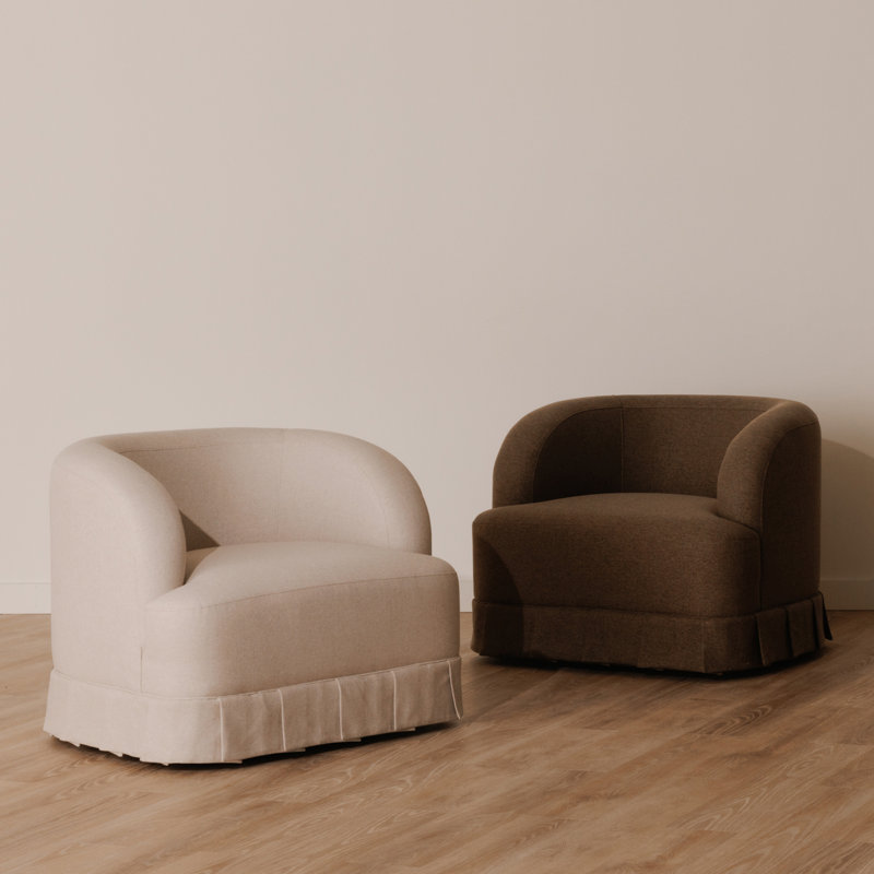 Milo Swivel Chair, Beige Polyester