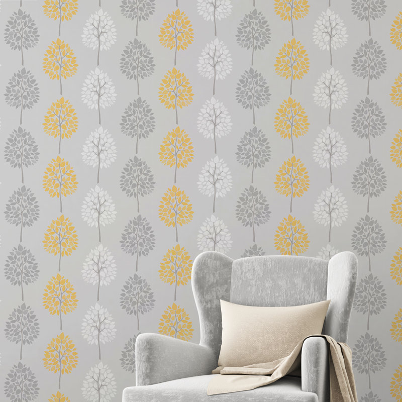Geinbow 10m x 52cm Wallpaper Roll, Grey/Yellow