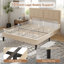 Structure de lit double Kempst, cadre de lit plateforme double rembourré avec tête de lit capitonnée à hauteur réglable, sommier robuste avec lattes de bois, aucun sommier requis, rangement sous le lit-63251646-62437390