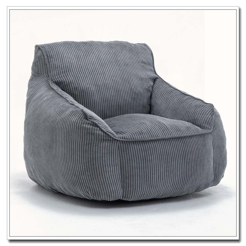 Comfy Corduroy Large Bean Bag Chairs with Armrests, Dark Gray