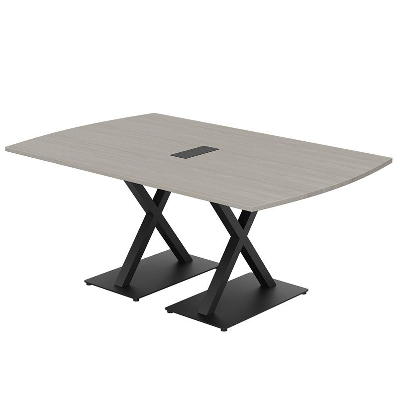 Table de conférence Pavert Arc Unité électrique, Noir mat, Sel Lakeland, H 30 po x l 84 po x P 48 po