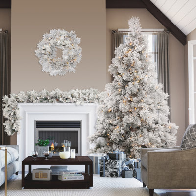 Flocked Alberta 78' Lighted Pine Christmas Tree