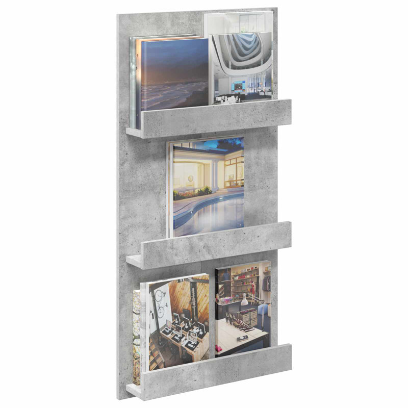 Wood Free Standing Magazine Rack, Grey