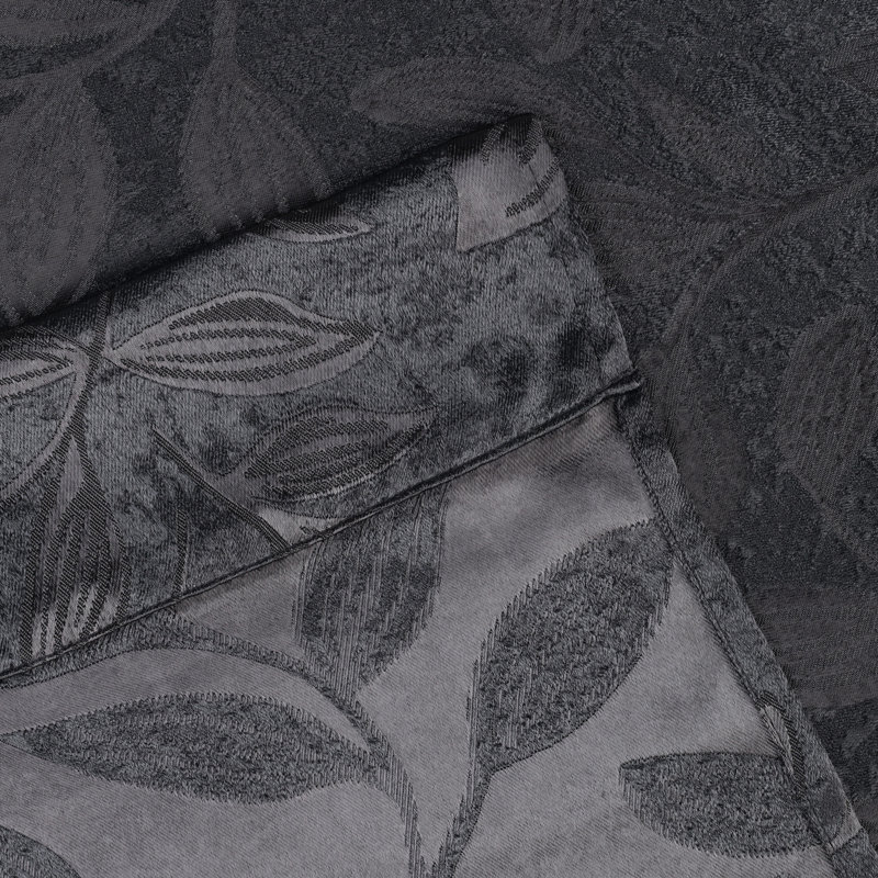 Finklea 100% Polyester Floral Room Darkening Grommet Curtain Panels, l 42 po x L 63 po, Noir / Noir