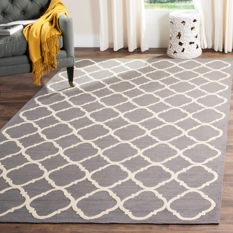 Fullerton Hand Hooked Cotton Pile Geometric Rug, Rectangle 7'9" x 9'9"